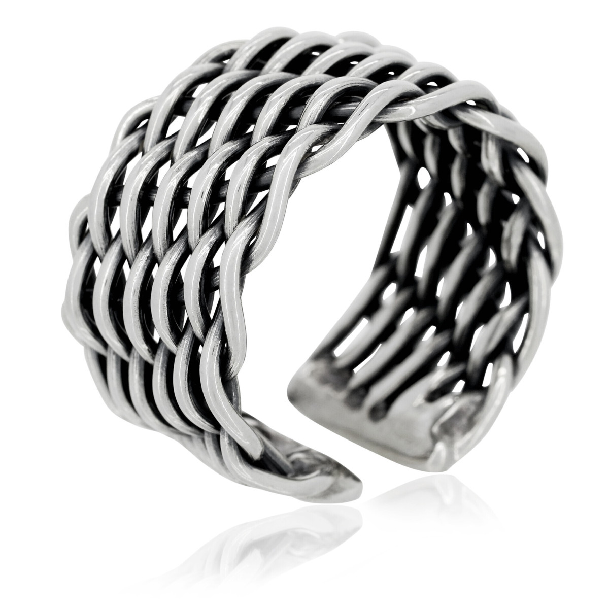 Bague ajustable Homme Argent "Valens"