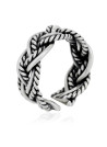 Bague ajustable "Carles" Argent 925/1000 Boitier rond en plastique blanc