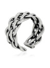 Bague ajustable "Baleri" Argent massif effet tissé