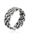 Bague ajustable "Barry" Argent massif effet tissé en relief