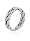 Bague ajustable "Seo" Argent 925/1000 détails ciselés en relief effet tissé