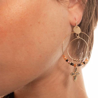 Boucles d'oreilles dorées et crystal