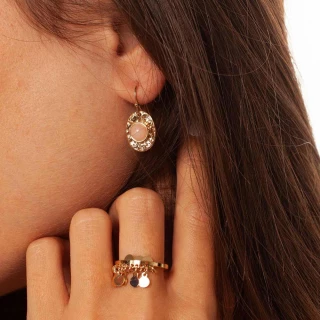 Boucles d'oreilles dorées et quartz