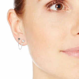 Boucle d'oreille or blanc et oxydes de...