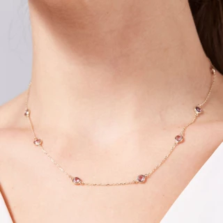 Collier Or Jaune et Améthyste