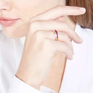 Bague "Astrée" Or jaune et Rubis