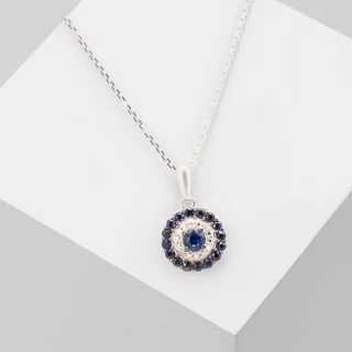 Pendentif " Clothilde" Or blanc et Sap...
