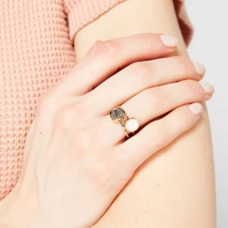 Bague "Calenda" Labradorite et Nacre L...