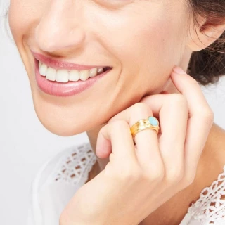 Bague "Florealis" Amazonite Verte Lait...