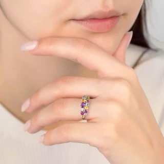 Bague "Bubble rainbow" Or blanc et Dia...