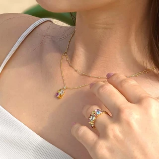 Pendentif Or Jaune Diamant et Pierres...