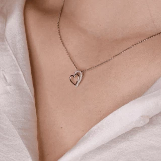 Pendentif Cœur Or Blanc et Diamant