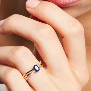 Bague " Flora" Or jaune et Saphir