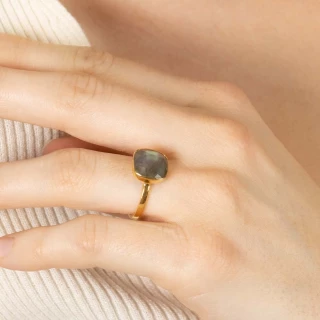 Bague "Chronésia" Labradorite Laiton d...