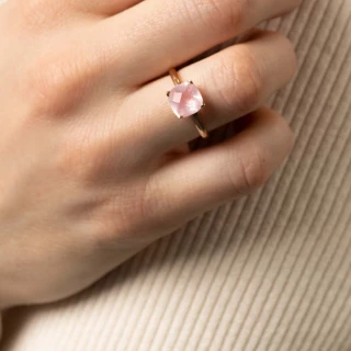 Bague "Quartz Unique" Or rose