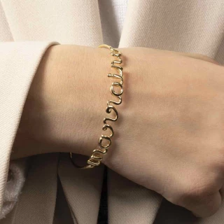 Bracelet à message "Marraine" Laiton d...