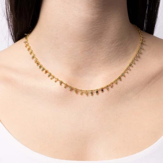 Collier "Invariable" Agate mix Laiton...