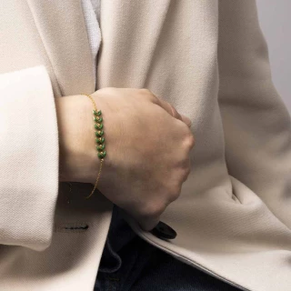 Bracelet "Lucidia" Epoxy vert Laiton d...