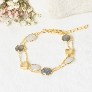 Bracelet "Théa" Pierre de lune, Labrad...