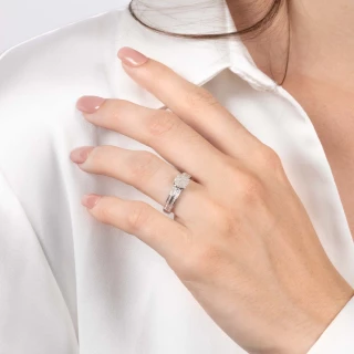 Bague " Coline" Or blanc et Diamant