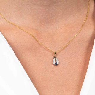 Pendentif Or Jaune Diamant et Saphir