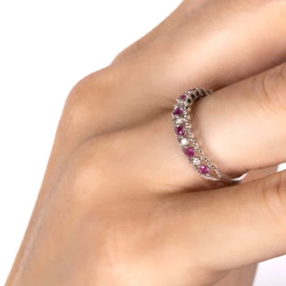 Bague " Hyacinthe" Or blanc et Rubis