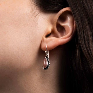 Boucles d'oreilles argent massif et pi...