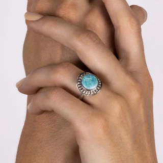 Bague "Guinda" Larimar 3,03 ct et Arge...