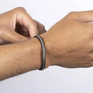 Bracelet Homme en cuir et acier "Dryst...