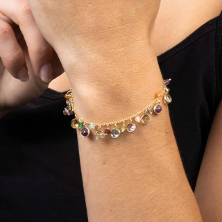 Bracelet chaine "Letty" Topaze et Quar...