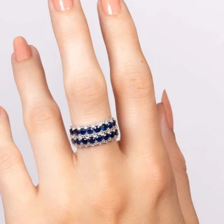Bague "Violaine" Or blanc et Saphir