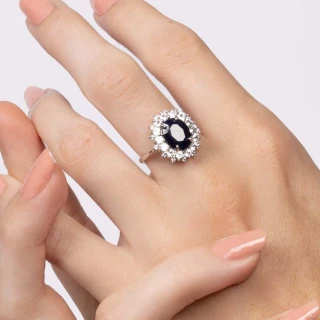 Bague "Soleil Bleu" Or, Saphir et Topa...