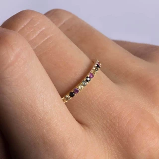 Bague "Giulia" Or jaune et Multipierre...