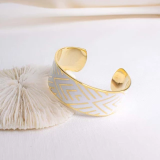 Bracelet Manchette HARMONIEA émail bla...