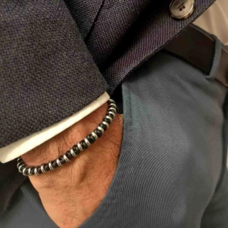 Bracelet Homme cuir noir "KING"