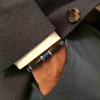 Bracelet Homme en acier et cuir "Tylen...