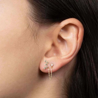 Boucle d'oreille " Six étoiles" Or Jau...