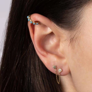 Earcuff " Turquoise Marla"  Or Jaune 3...
