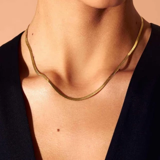 Collier Rosefield "Snake Necklace Gold...
