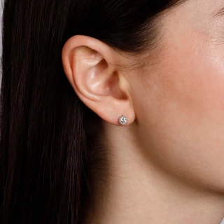 Boucles d'oreilles or blanc et oxydes...