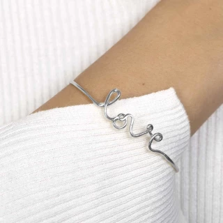 Bracelet à message "Love" Laiton argen...
