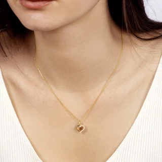 Pendentif Cœur Or Bicolore et oxydes d...
