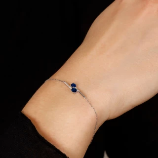 Bracelet Or Blanc Diamant et Saphir