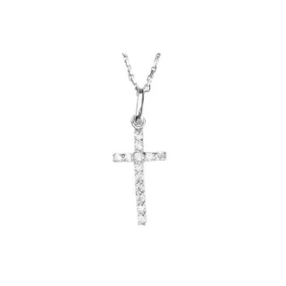 Pendentif "Croix Promise" Or Blanc