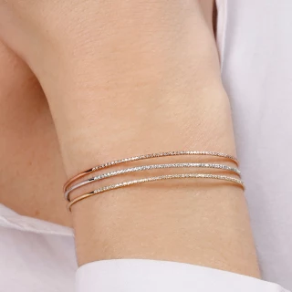 Bracelet "3 Lines Bangle" Or et Diaman...