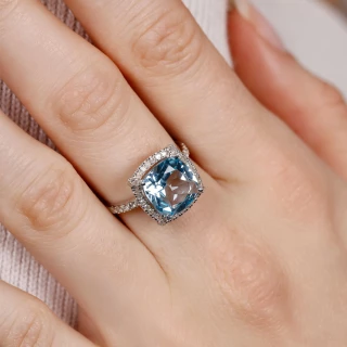 Bague "Élise" Or blanc et Topaze