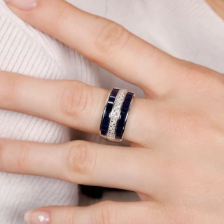 Bague "Axelle" Or blanc et Saphir