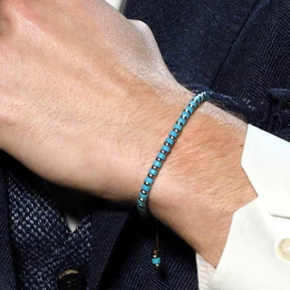 Bracelet Homme perles d'acier et de ro...