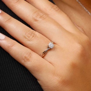 Bague " Chloé" Or blanc et Diamant