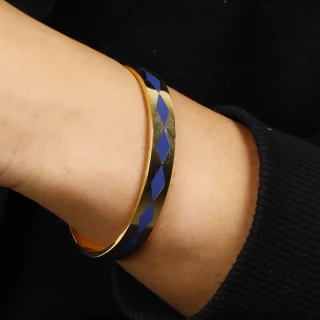 Bracelet Jonc BALLADIS émail bleu fini...